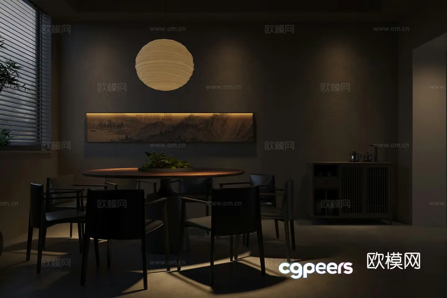 Private room dining table and chair 3D model