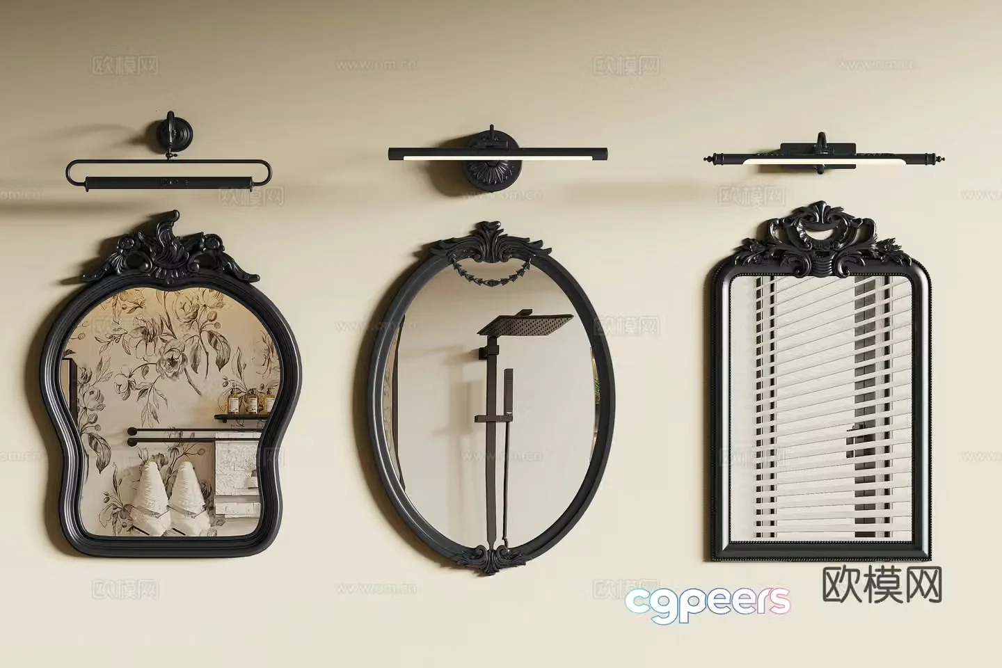 French retro mirror 3d model