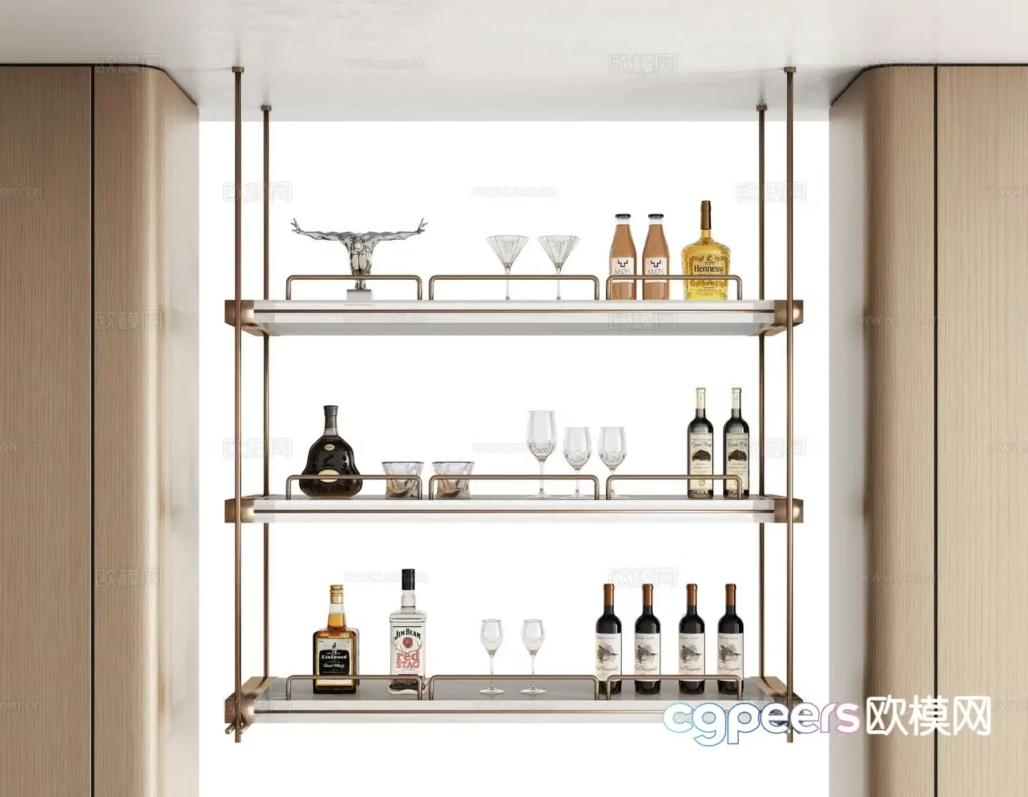 Modern wine rack wine cabinet 3d model