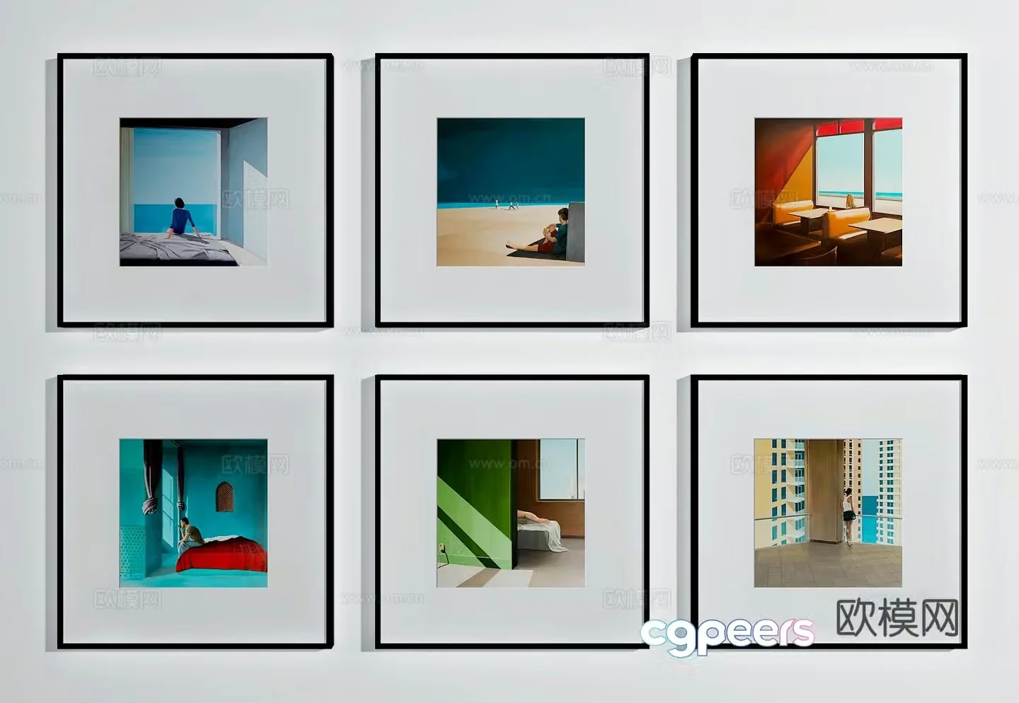 Modern decorative paintings Combination hanging paintings Comic hanging paintings 3D model