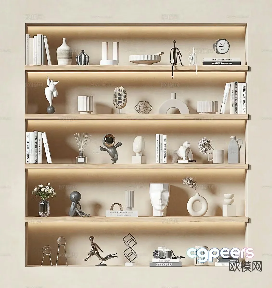 Modern decorations ornaments books sculptures aromatherapy 3d model