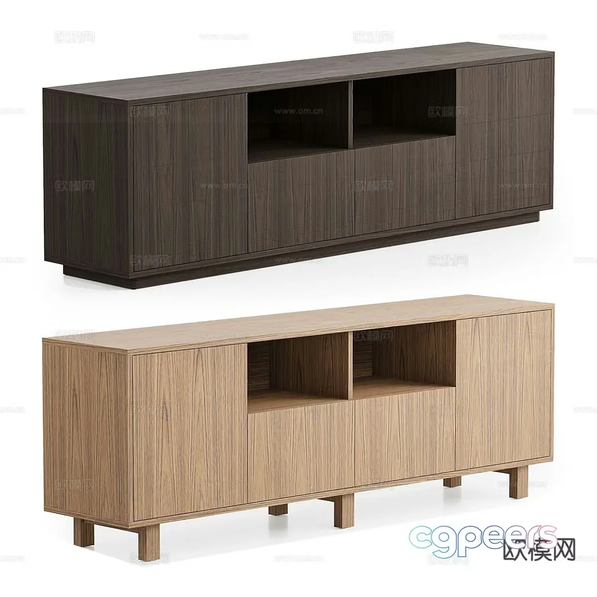 Log style TV cabinet 3D model