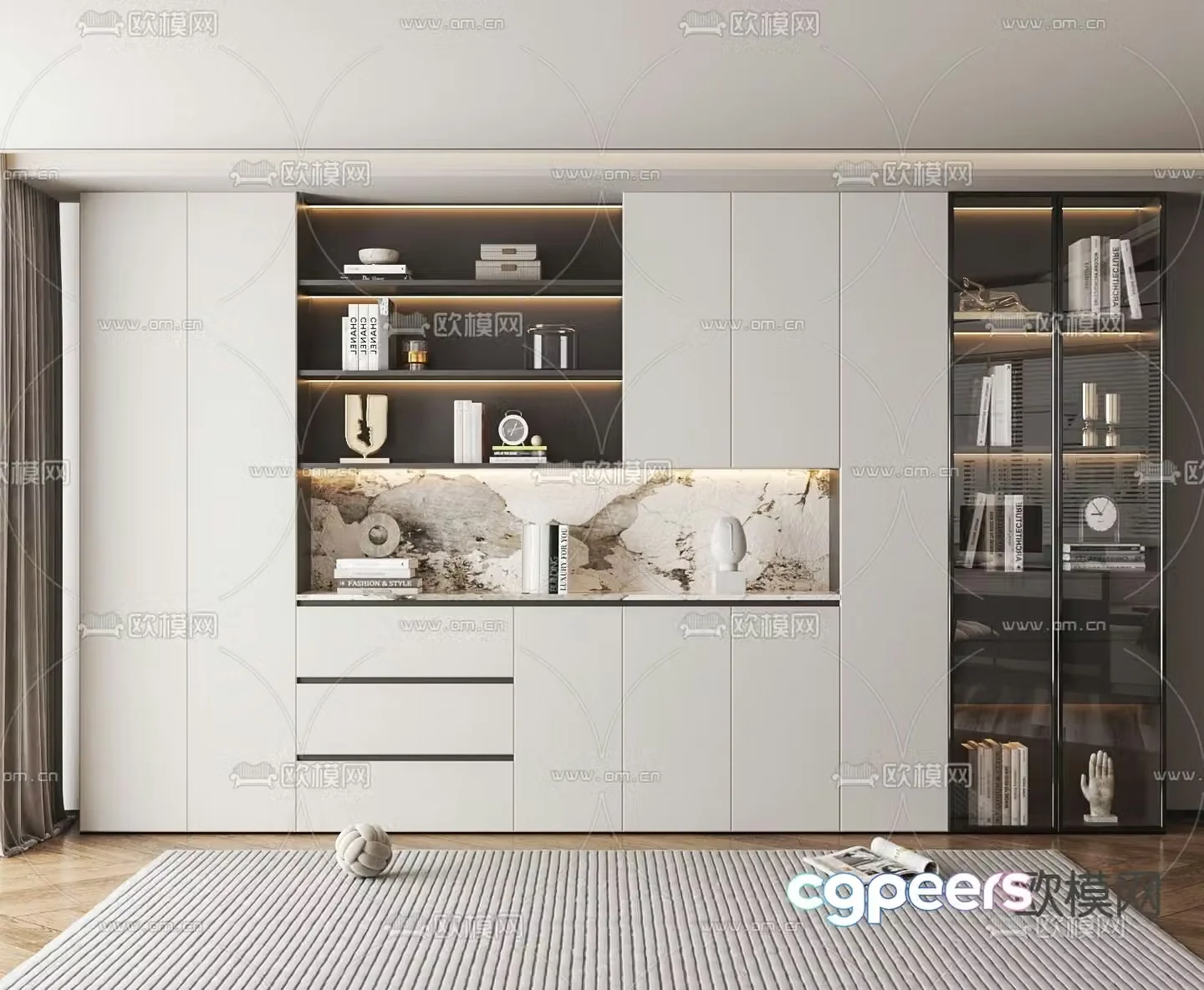 Modern decorative cabinet shelf 3D model