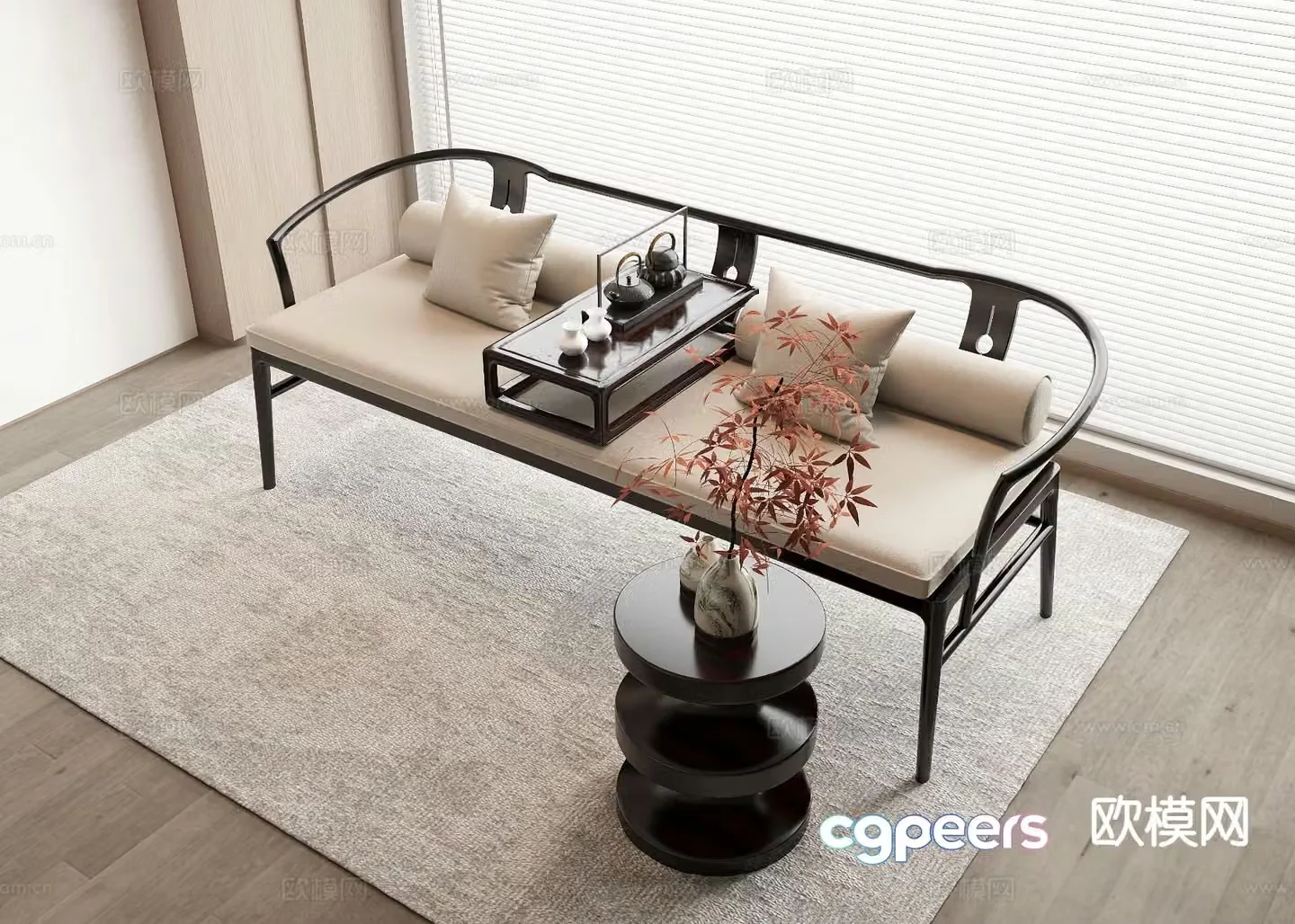 New Chinese style Arhat bed 3D model