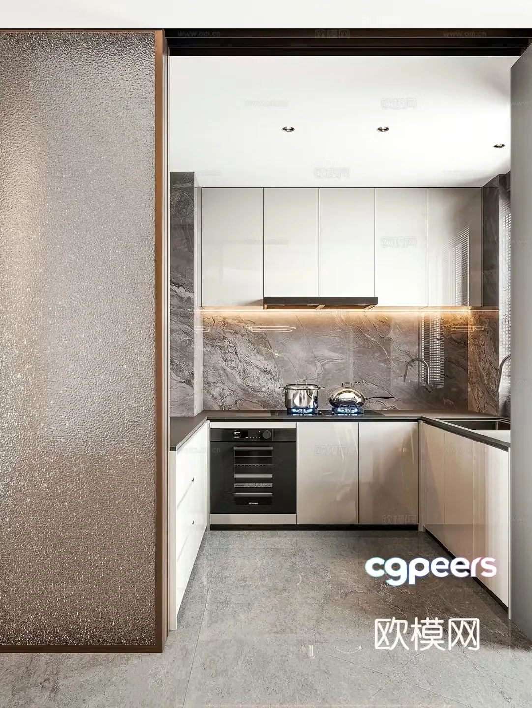 Modern kitchen entrance 3d model