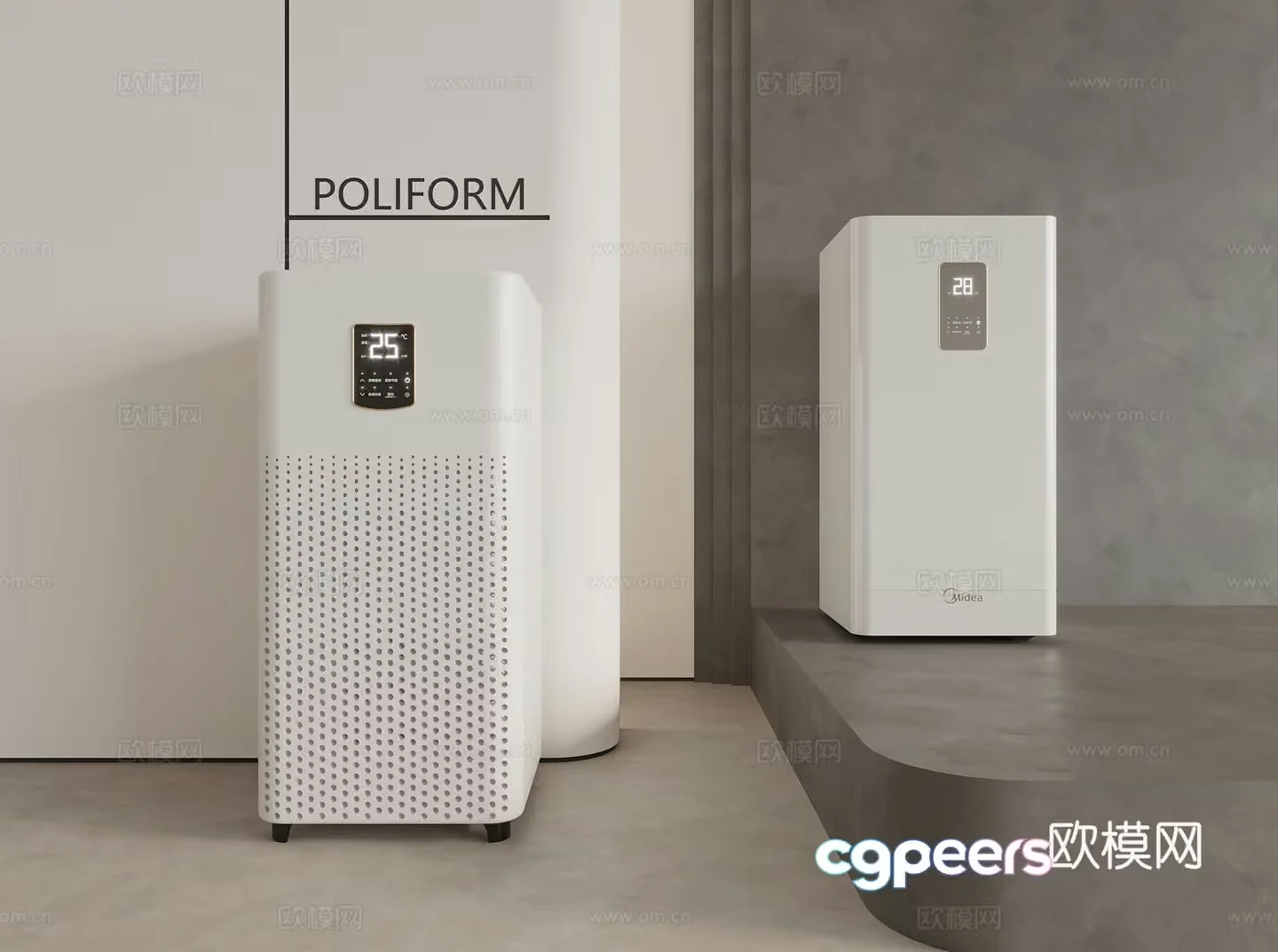 Modern vertical air conditioner air purifier 3d model
