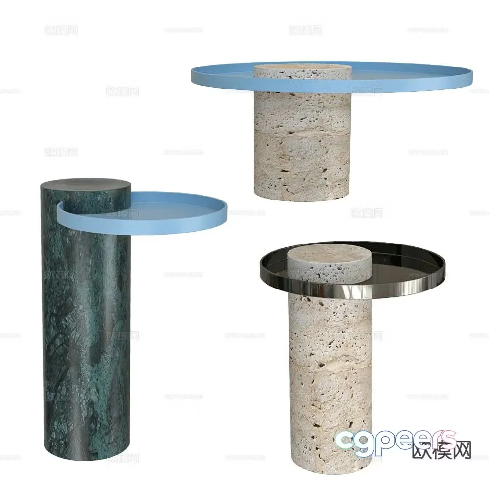 La Chance round table side table angle table 3d model