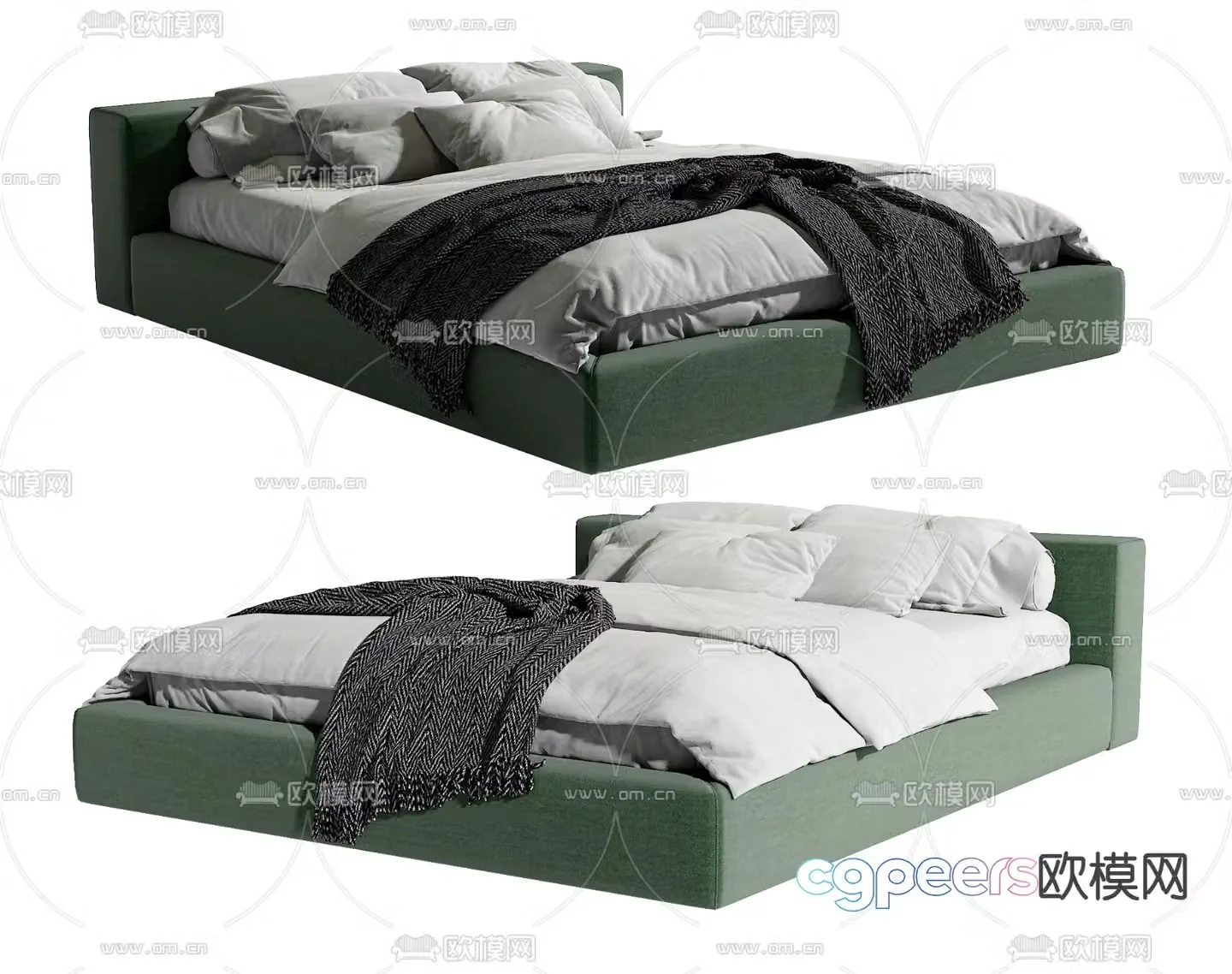 Modern double bed 3d model