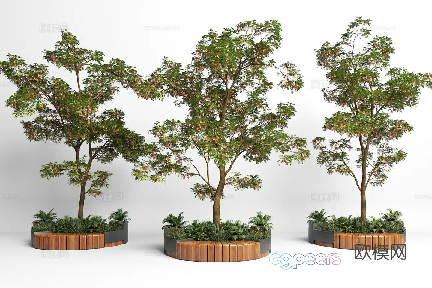 Modern landscape seats Landscape tree pool stool 3D model
