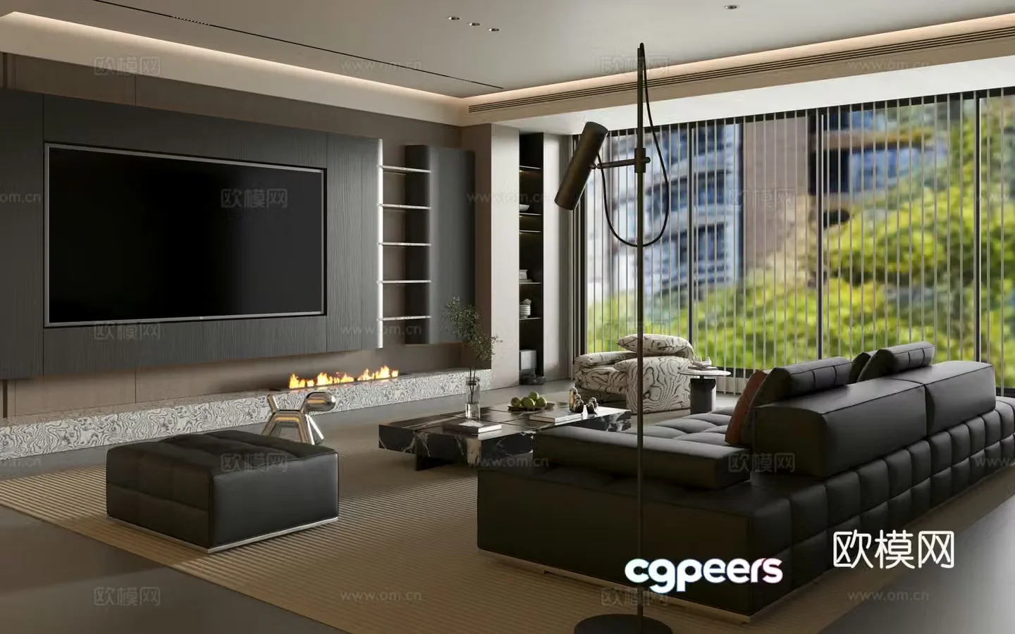 Modern Italian living room Italian home living room Italian TV wall Italian sofa coffee table 3D model