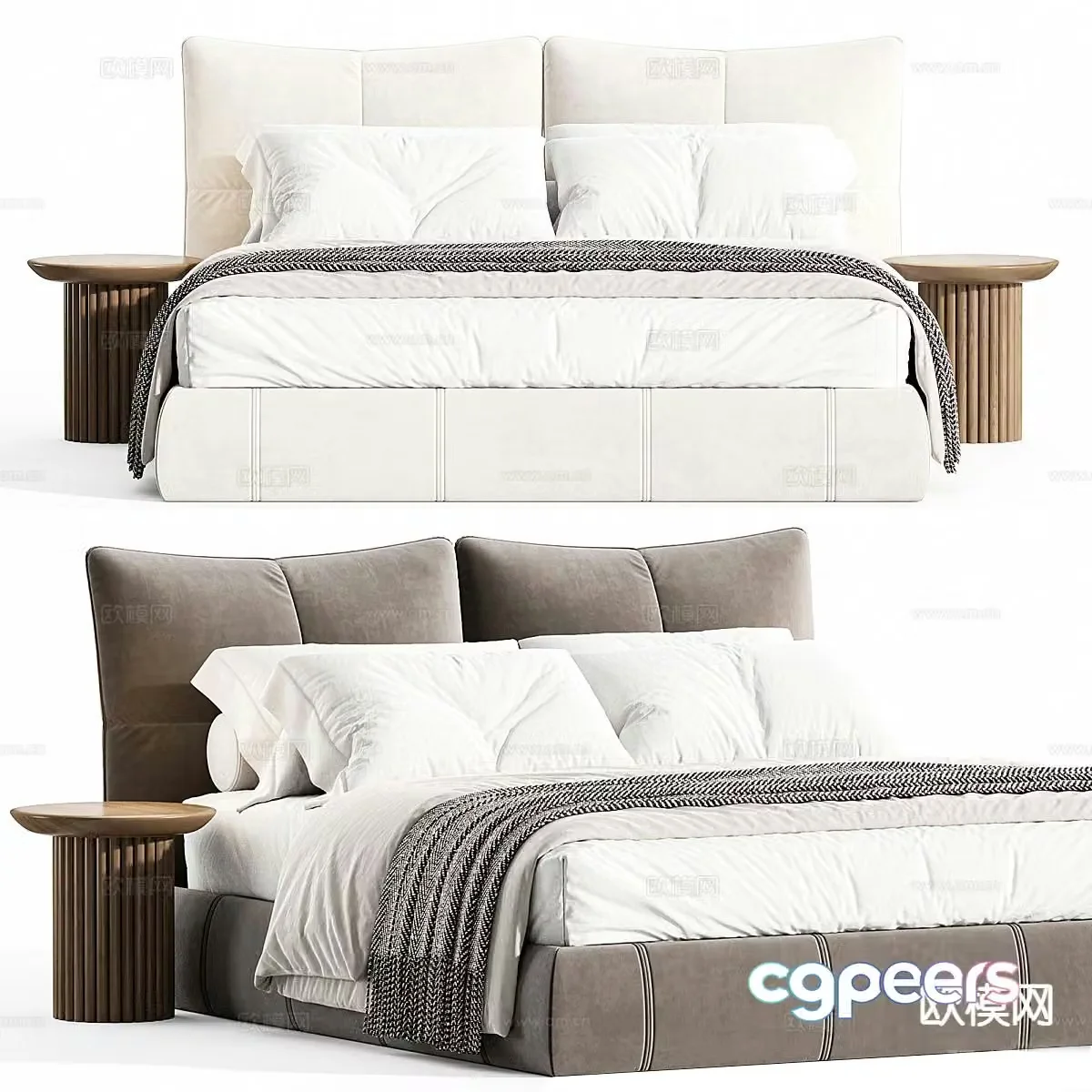 Modern double bed 3d model