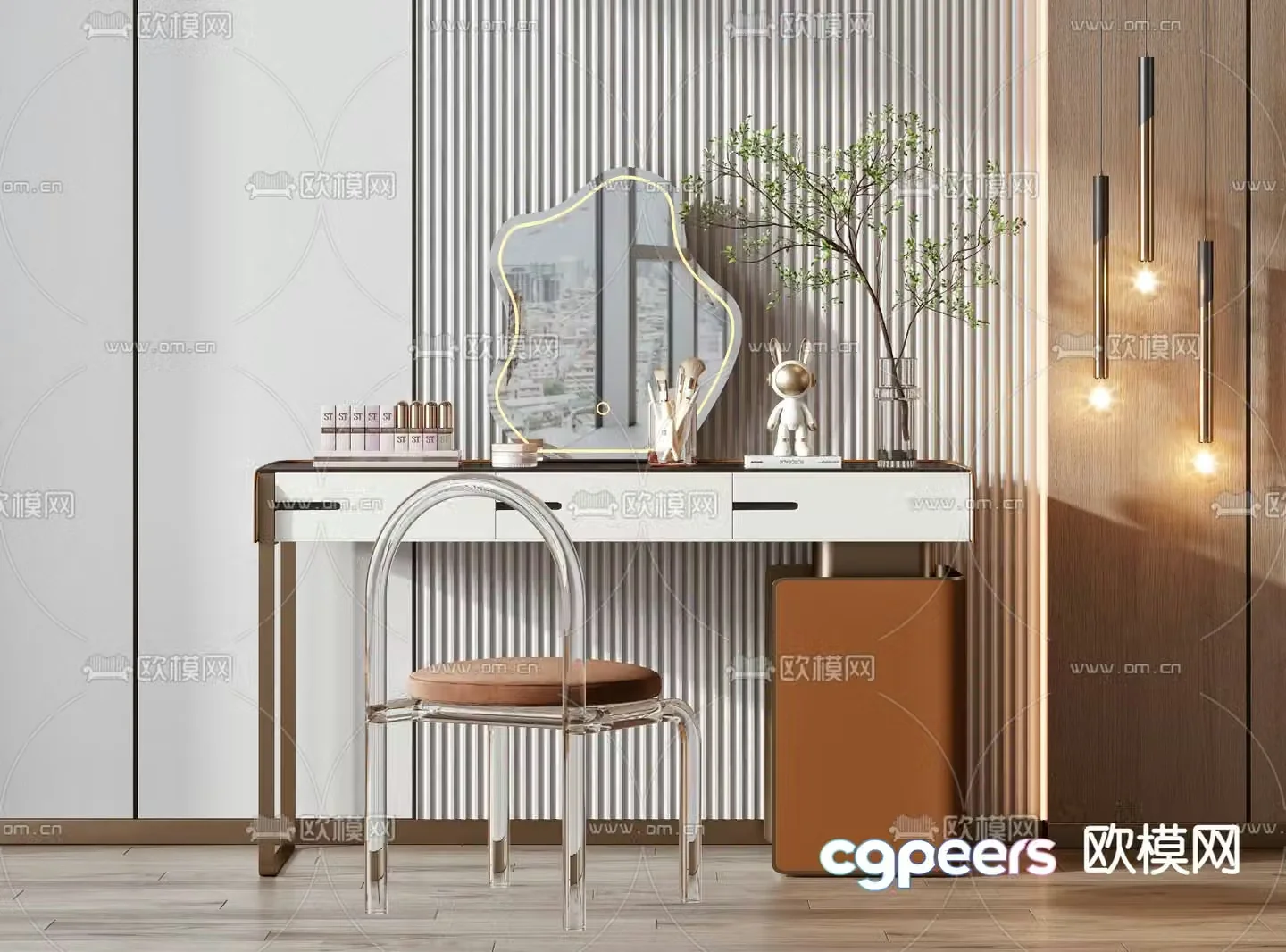 Light luxury dressing table makeup table 3d model