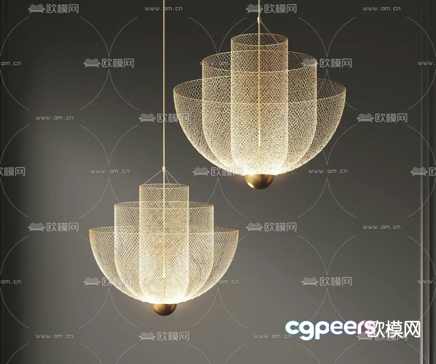 Grid chandelier decorative lamp 3d model