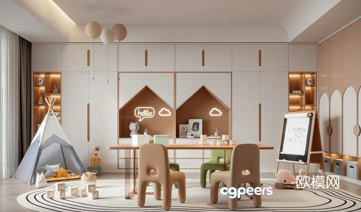 Modern children’s entertainment room 3d model