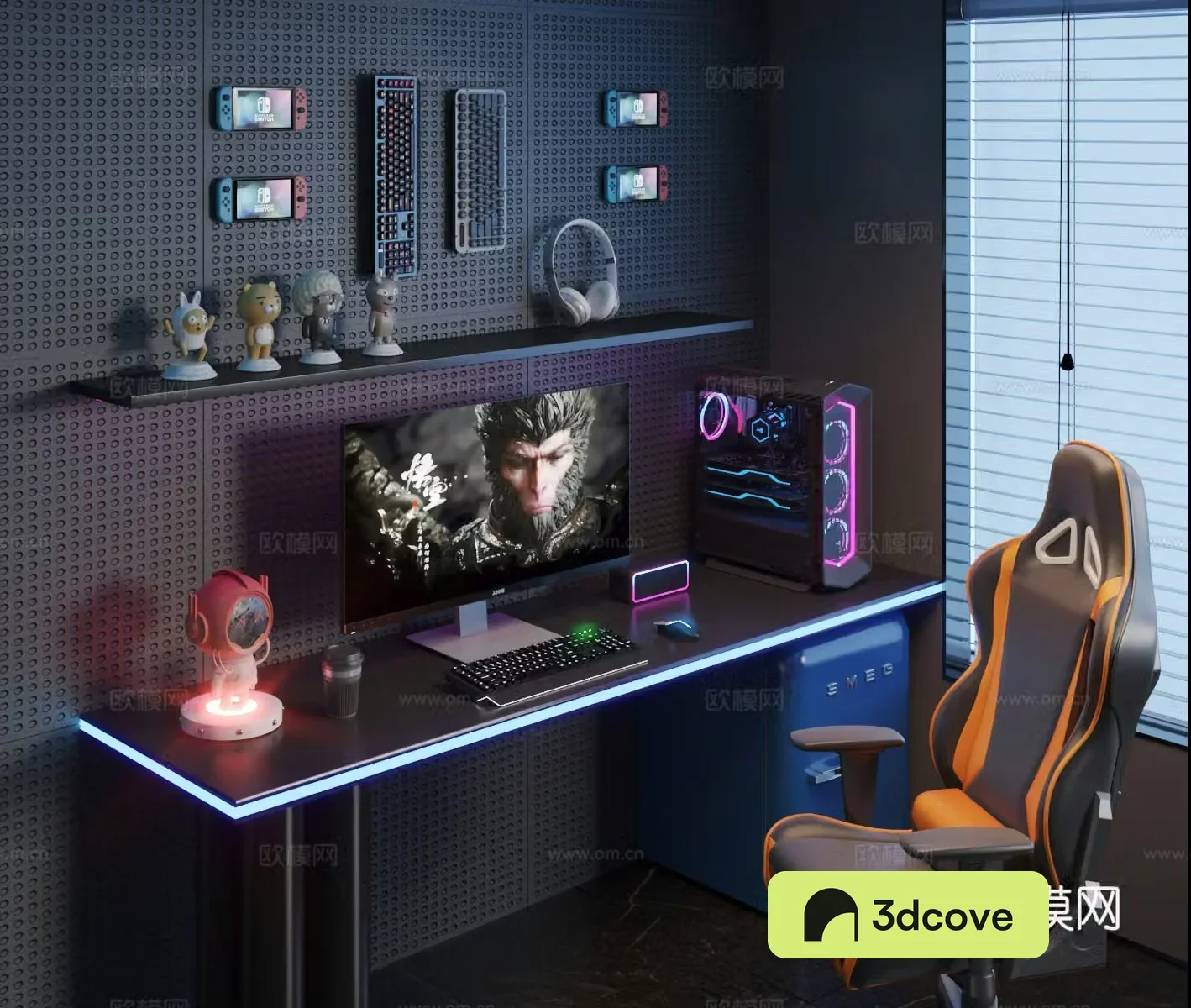 Modern e-sports table and chair computer monitor host