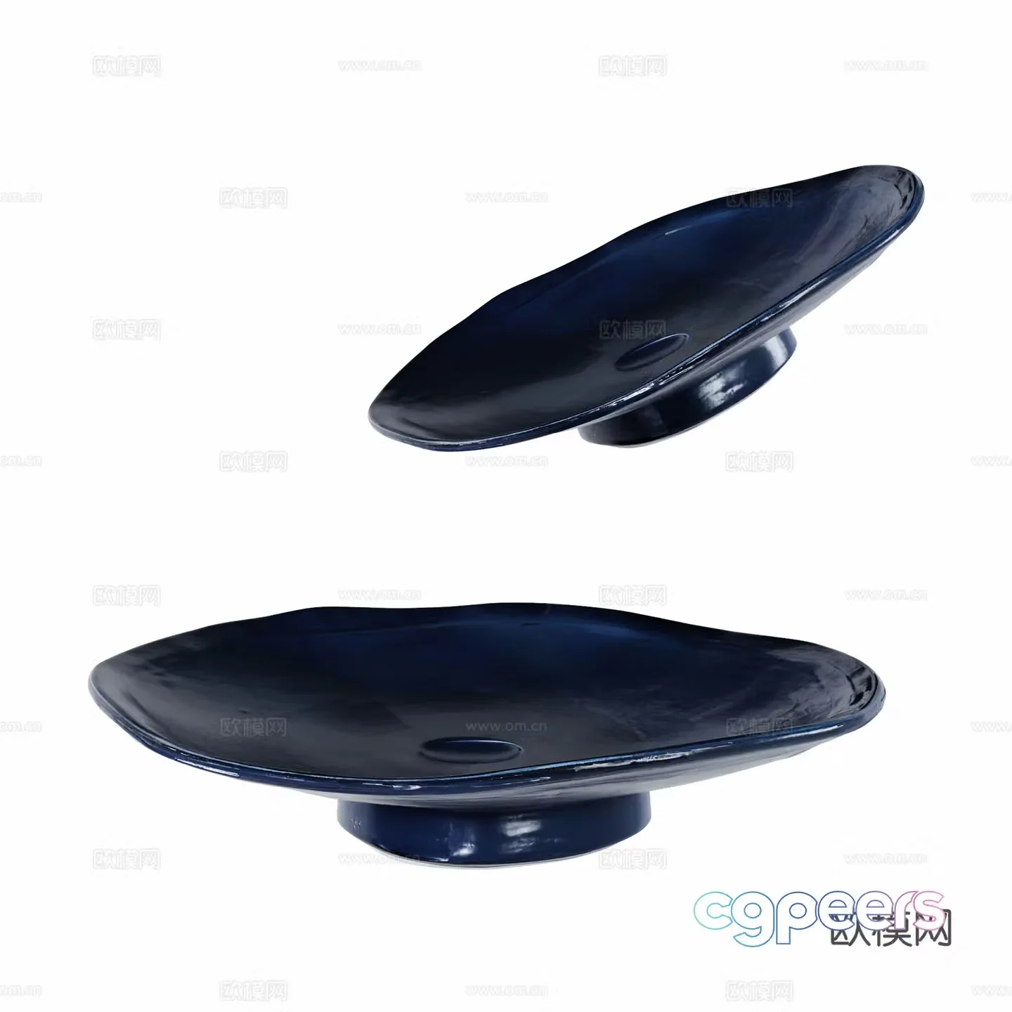 Modern blue fruit tray decorative ornament 3d model