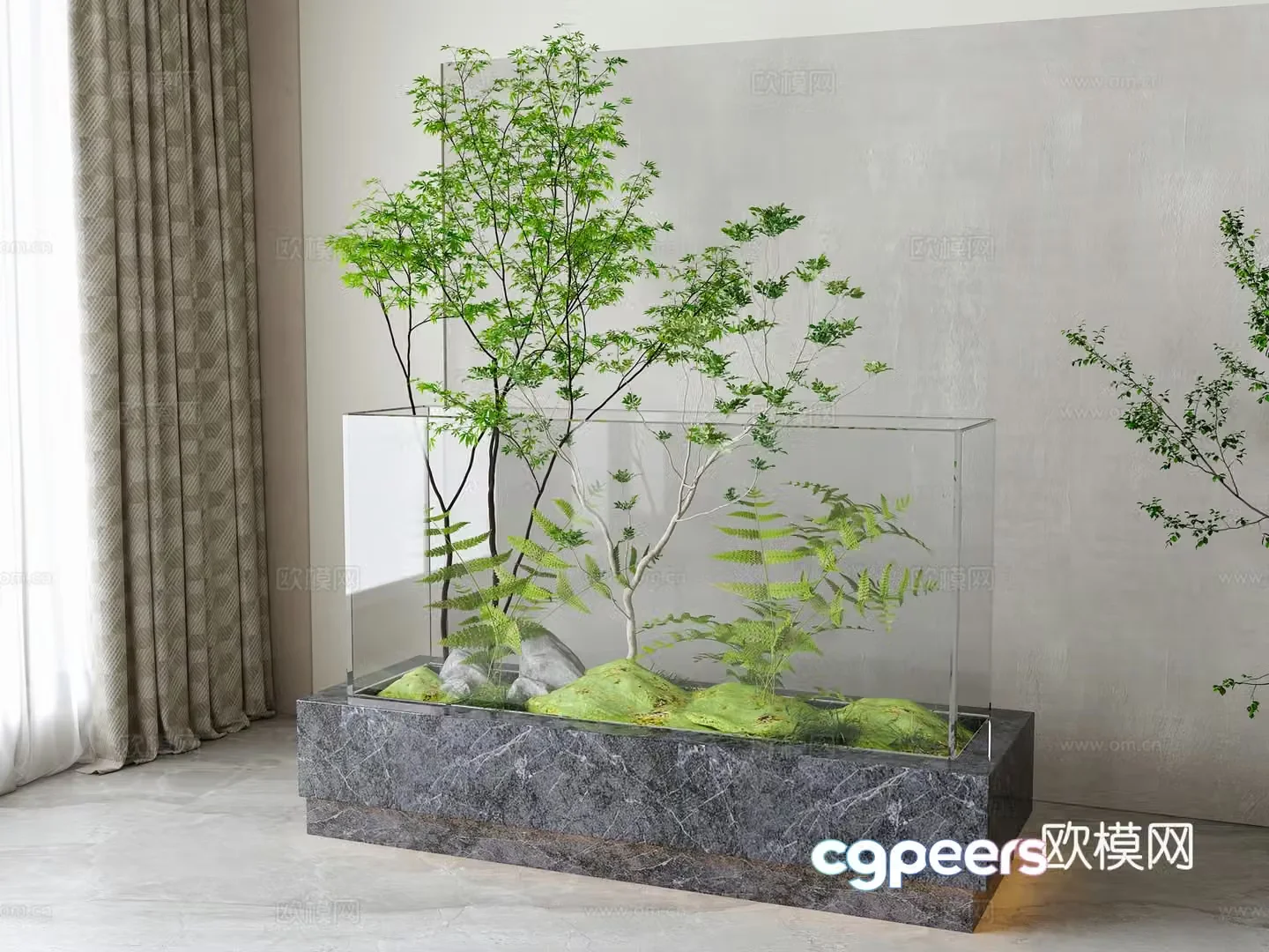 Modern green plant landscaping 3D model