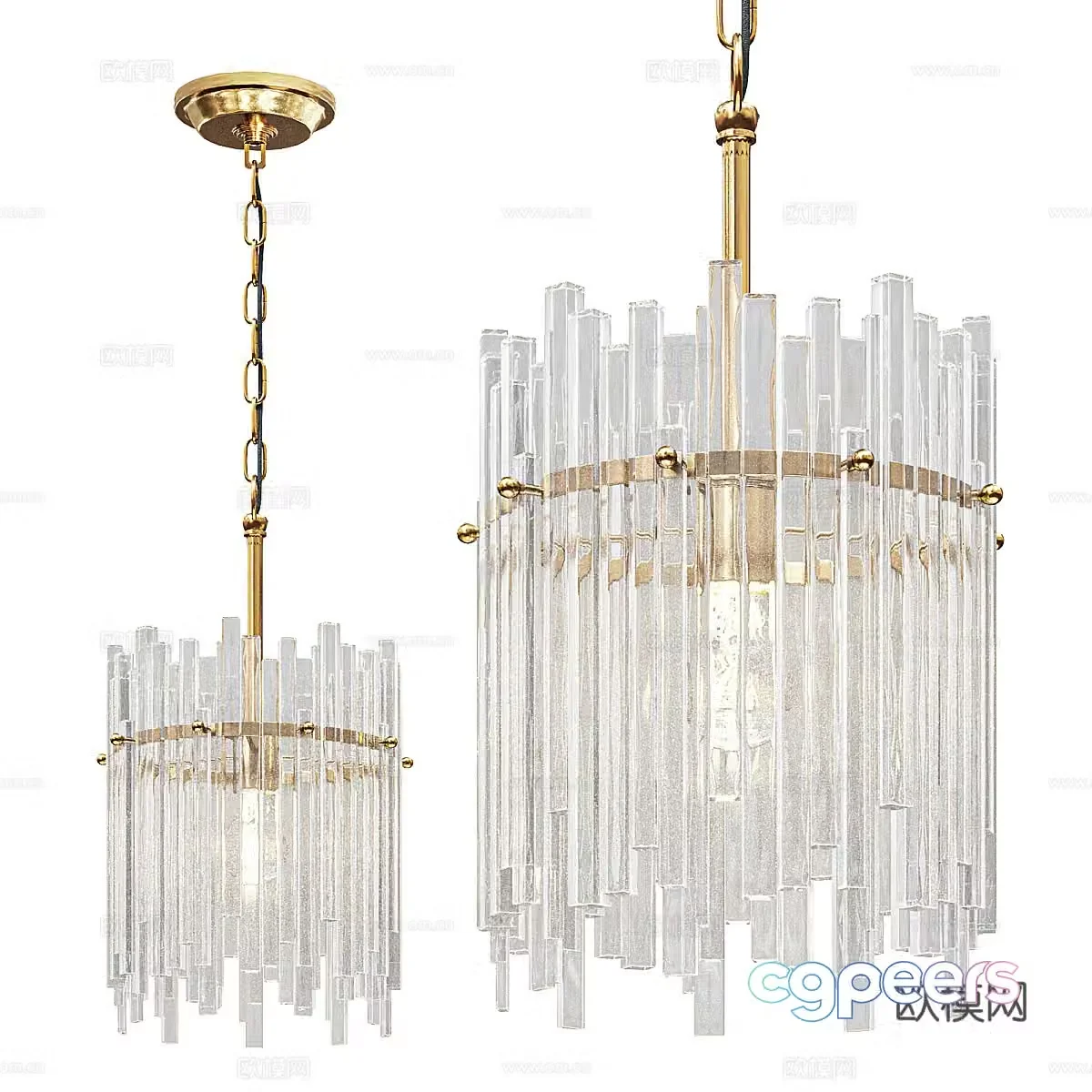 New Chinese style light luxury Brinicle crystal chandeliers 3D model
