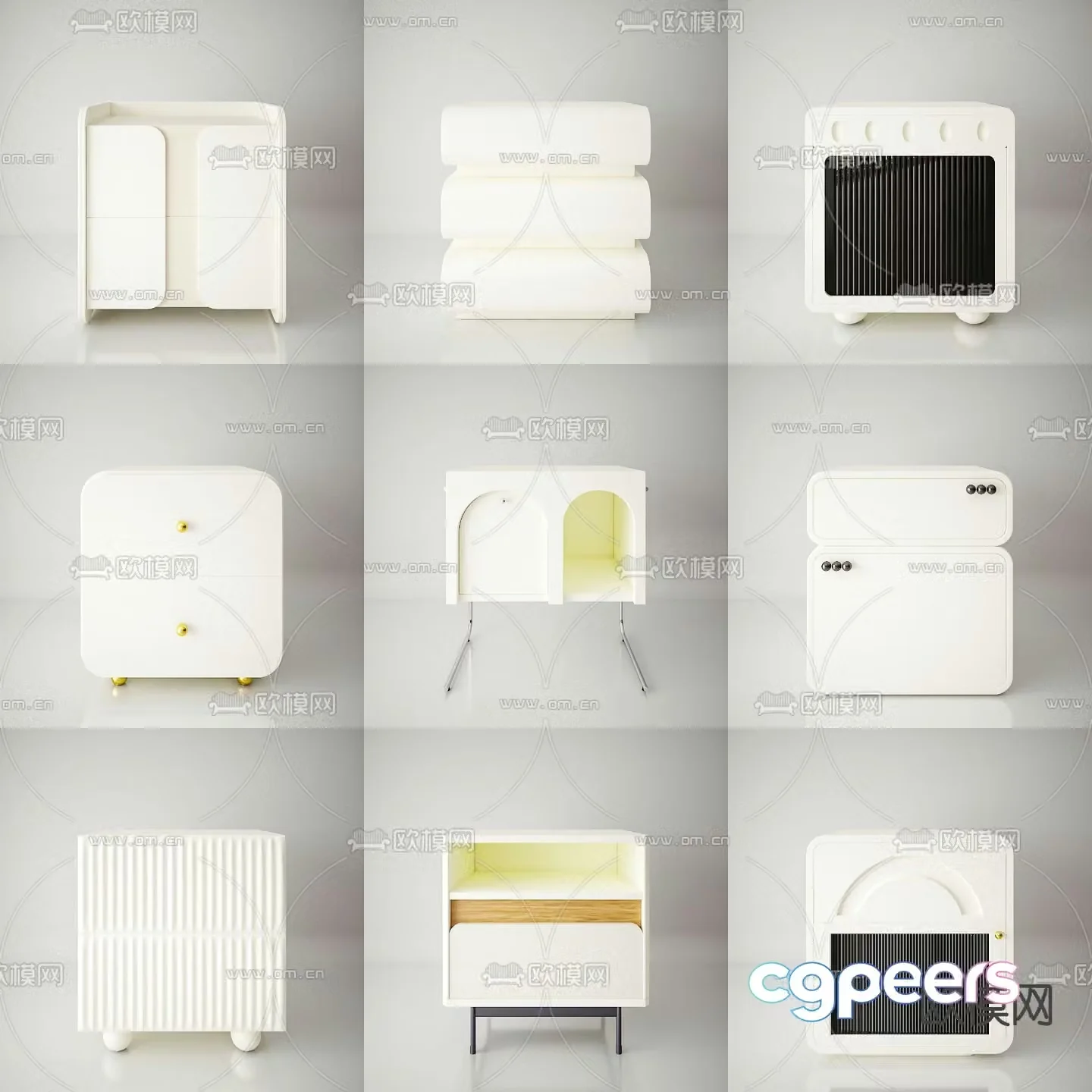 Cream style bedside table 3d model