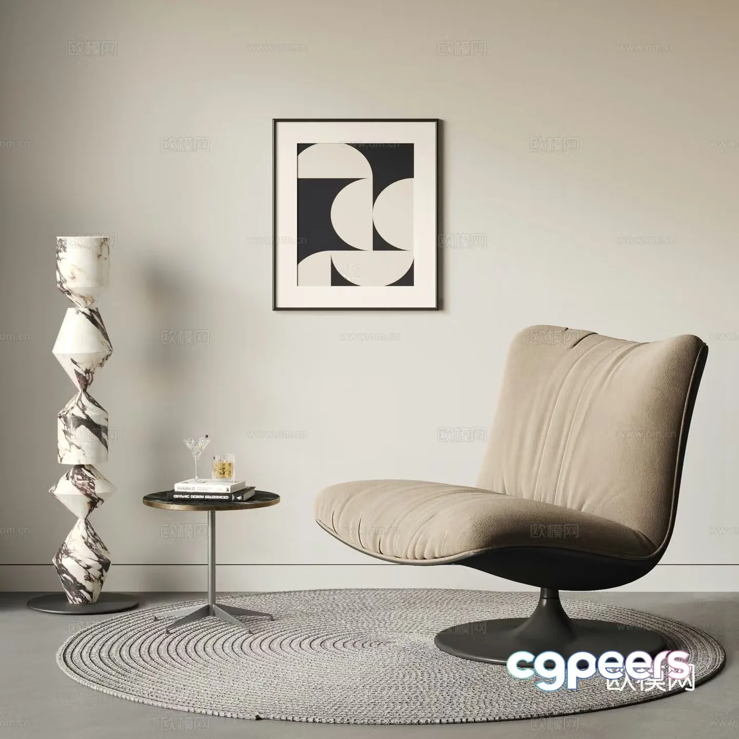 baxter modern Italian light luxury single sofa casual chair sofa chair duck 3d model