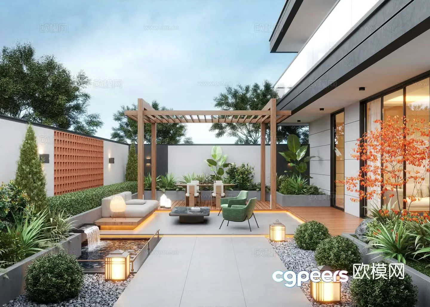 Modern courtyard landscape Villa courtyard Garden water view Landscape Landscape Landscape Sketch 3D Model