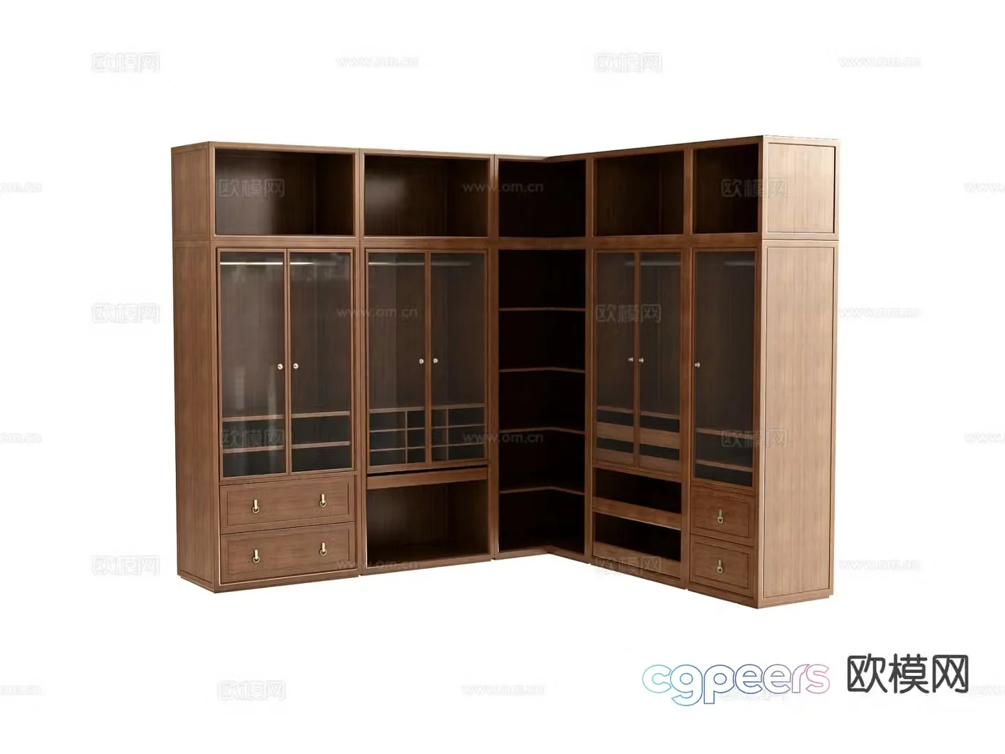 New Chinese style solid wood bookcase corner bookcase 3D model