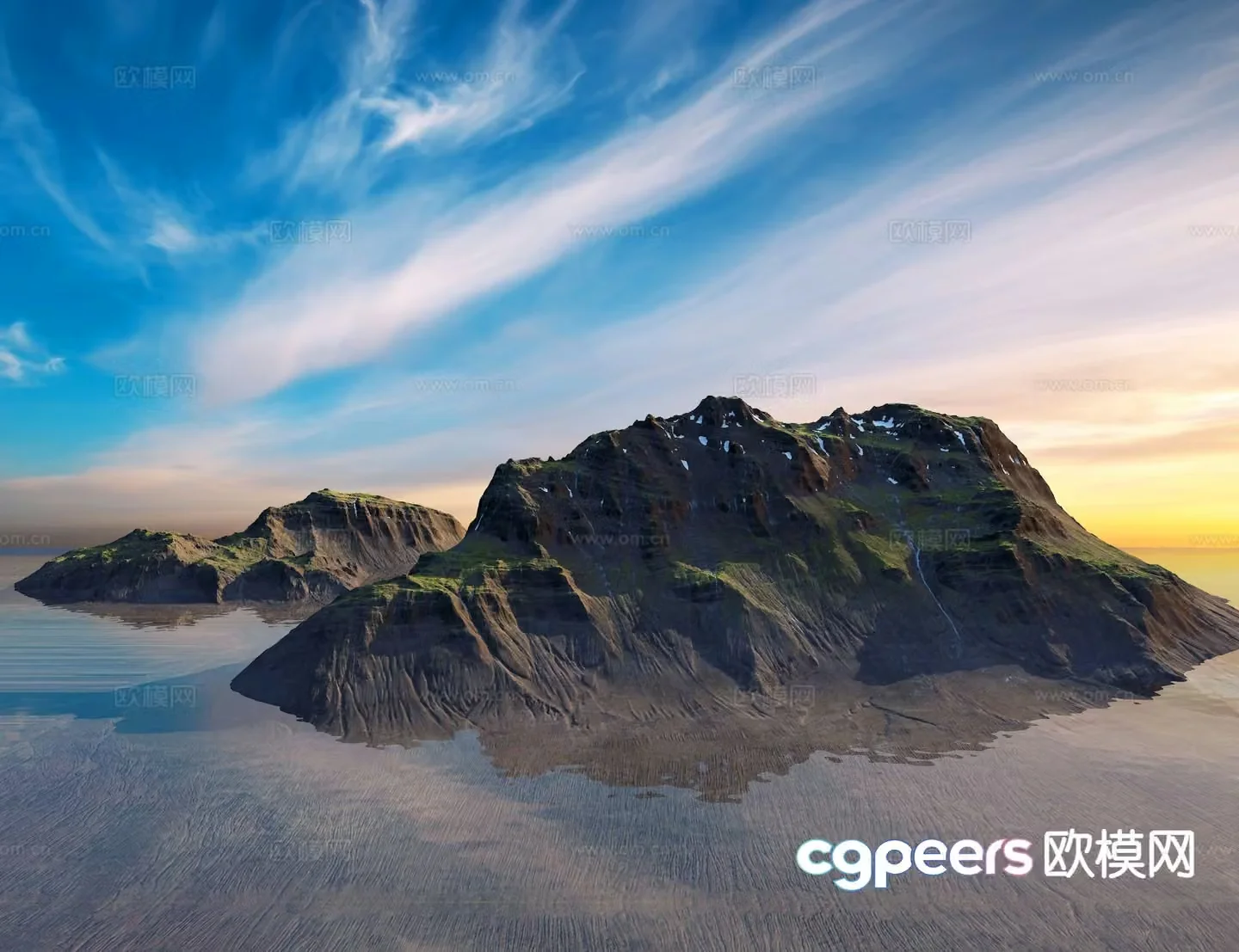 island landscape mountains ley lines 3d model