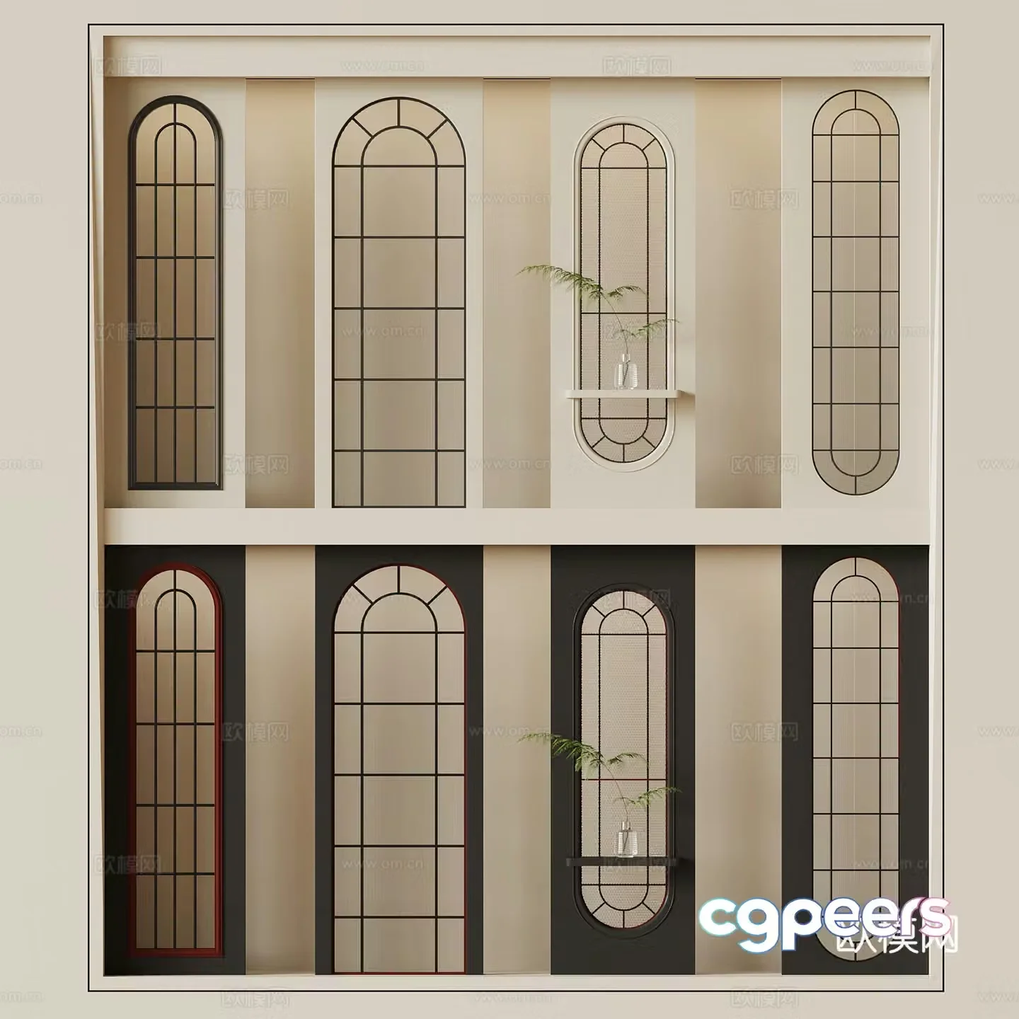 Partition French Cream Partition Porch 3D Model