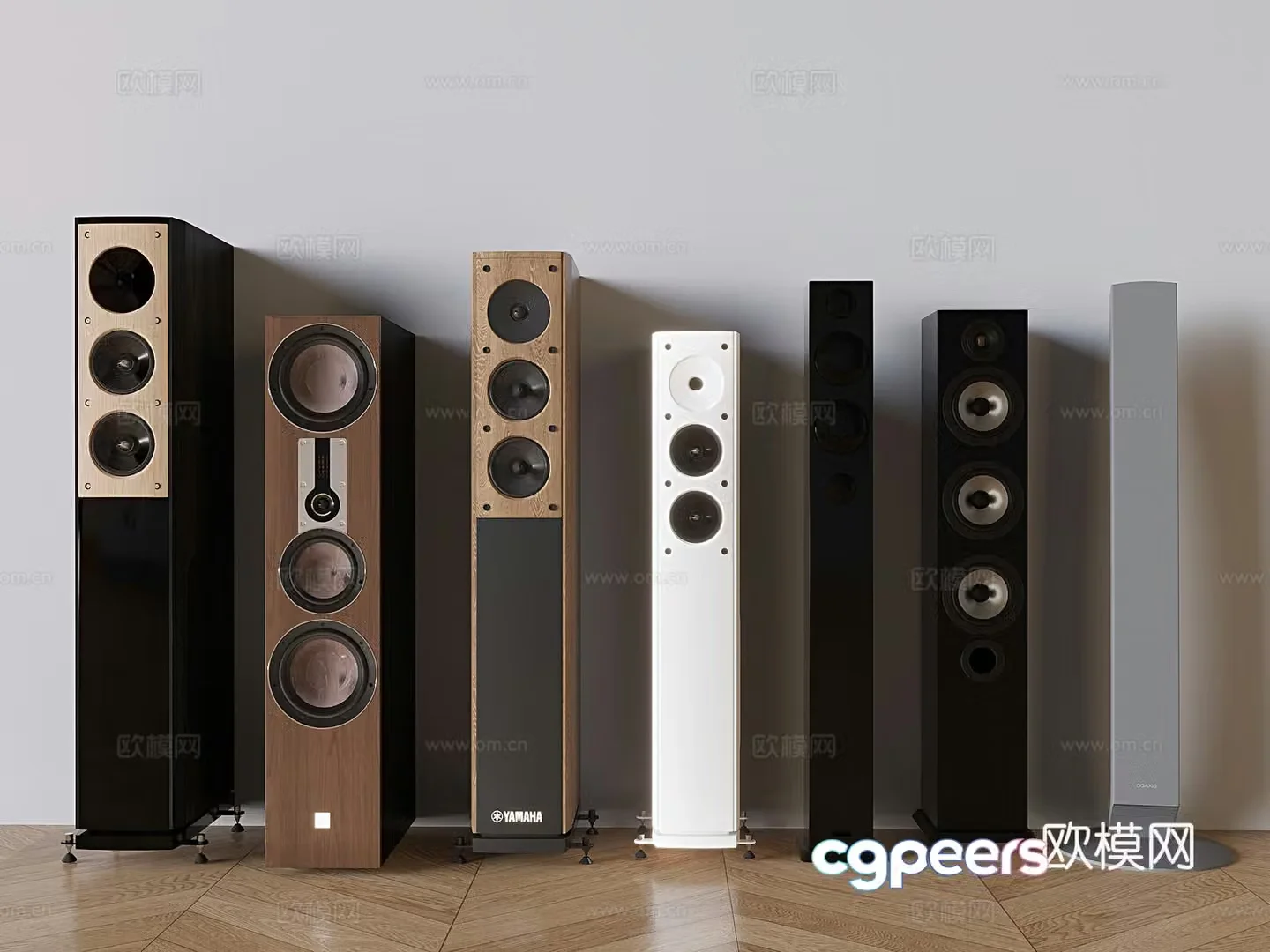 Floor standing audio subwoofer audio and video equipment 3d model