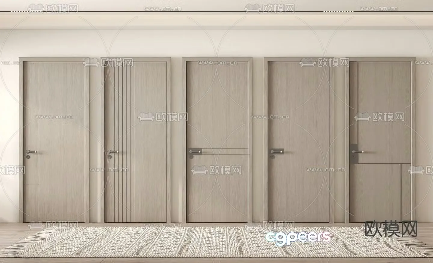 Bedroom door Single open door Wooden door 3d model