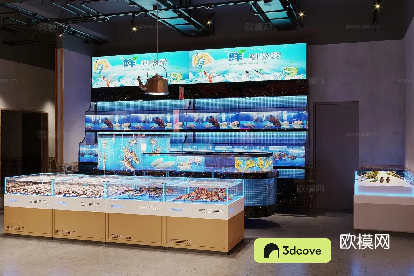 Modern supermarket chili supermarket seafood area