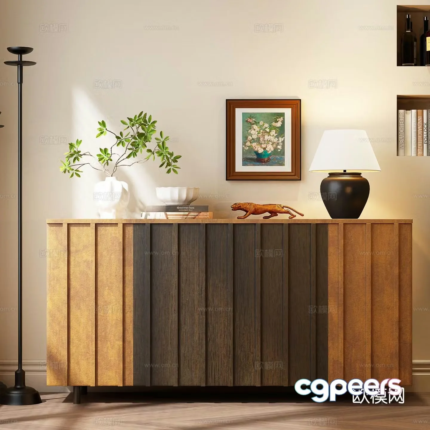 Medieval style entrance cabinet and side cabinet 3D model