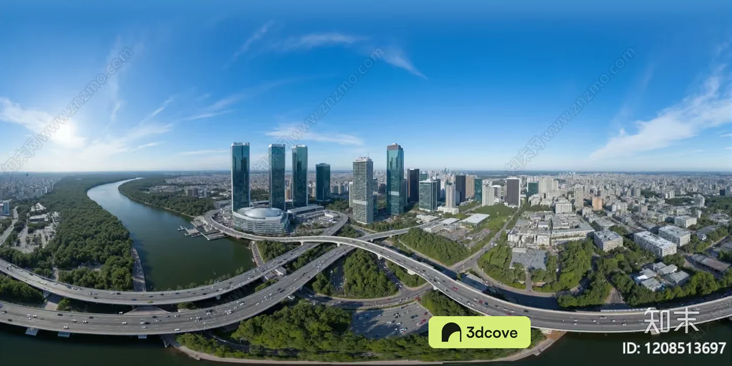 A Cityscape With A Highway And Skyscrapers