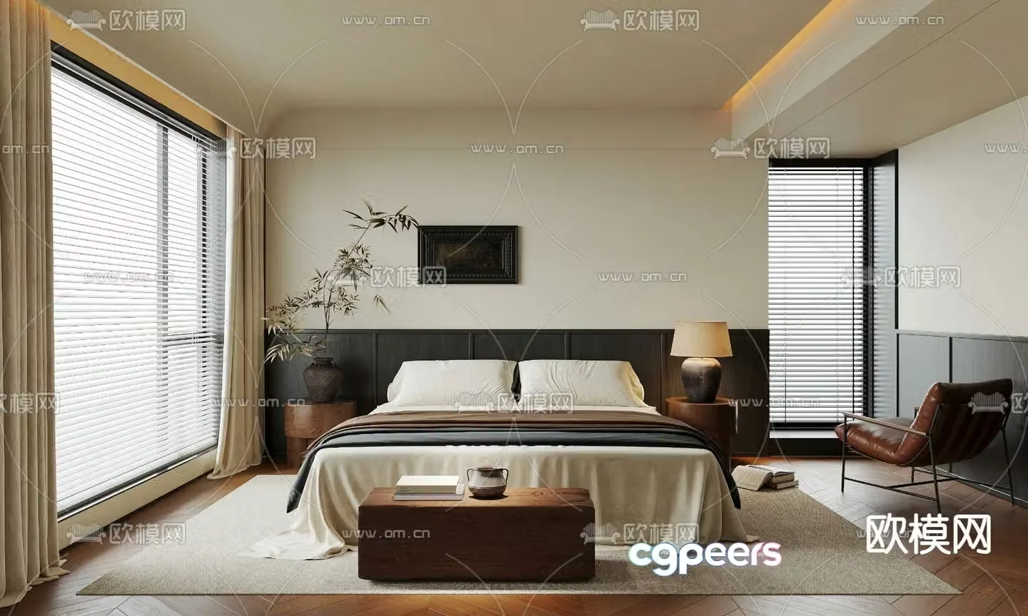 Middle style bedroom master room 3d model