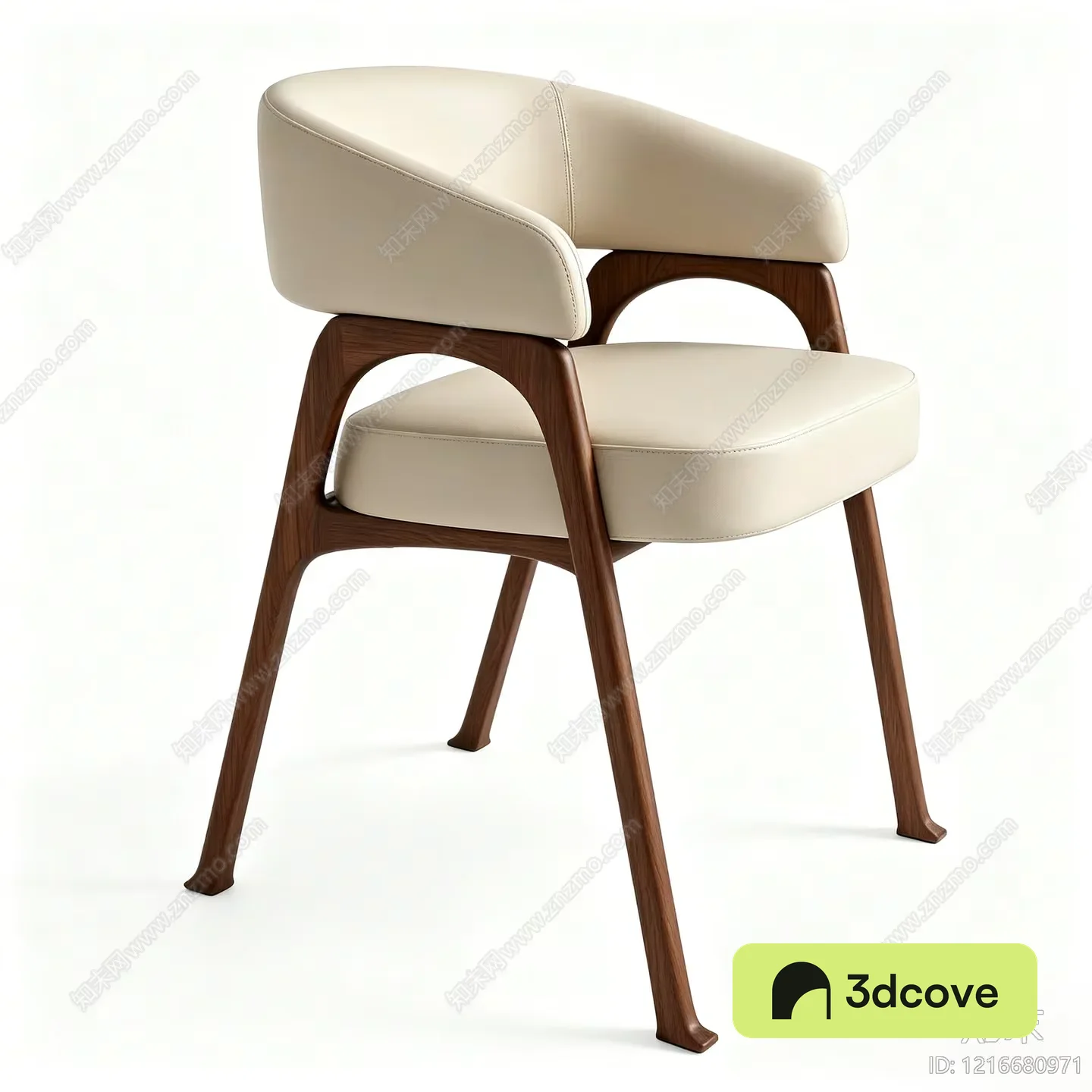 Wooden Chair With White Cushions