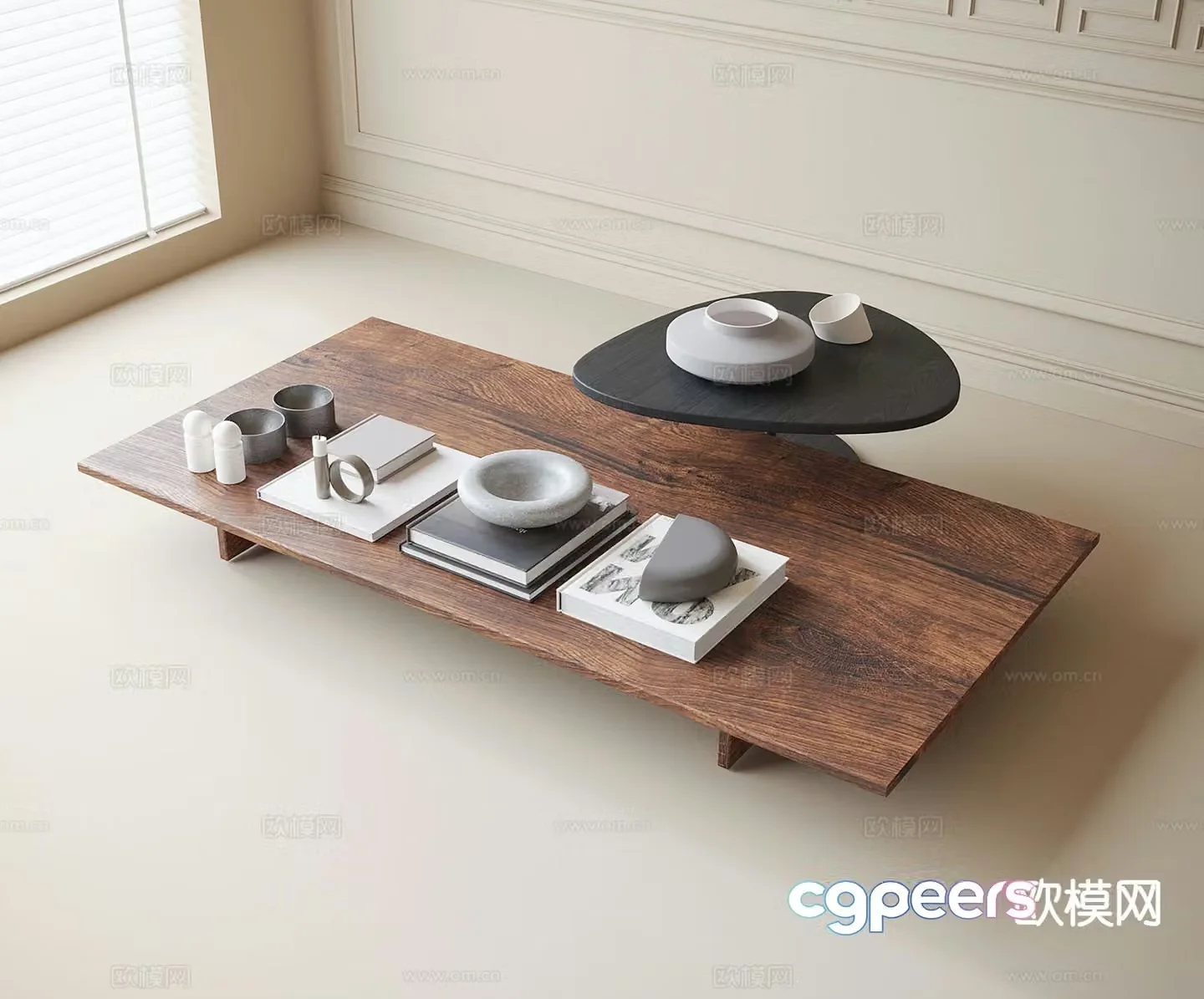 Wabi-sabi coffee table mother-and-son coffee table 3d model