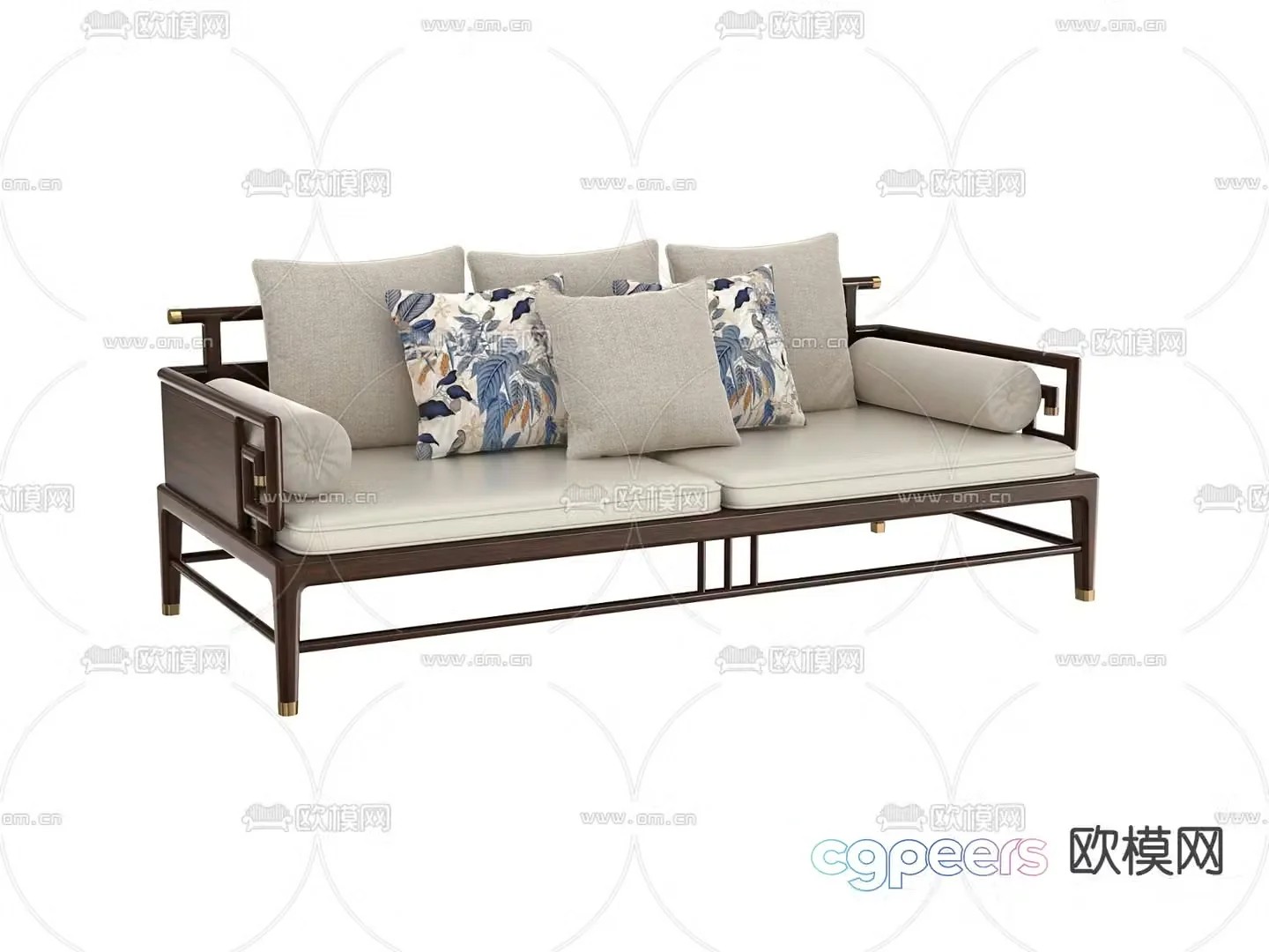 New Chinese style sofa double sofa 3d model