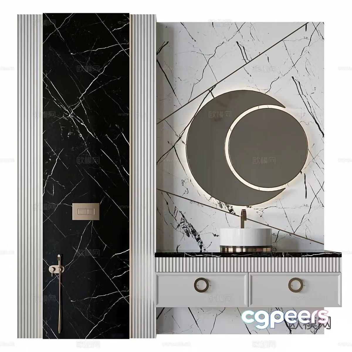 Modern light luxury bathroom cabinet 3D model