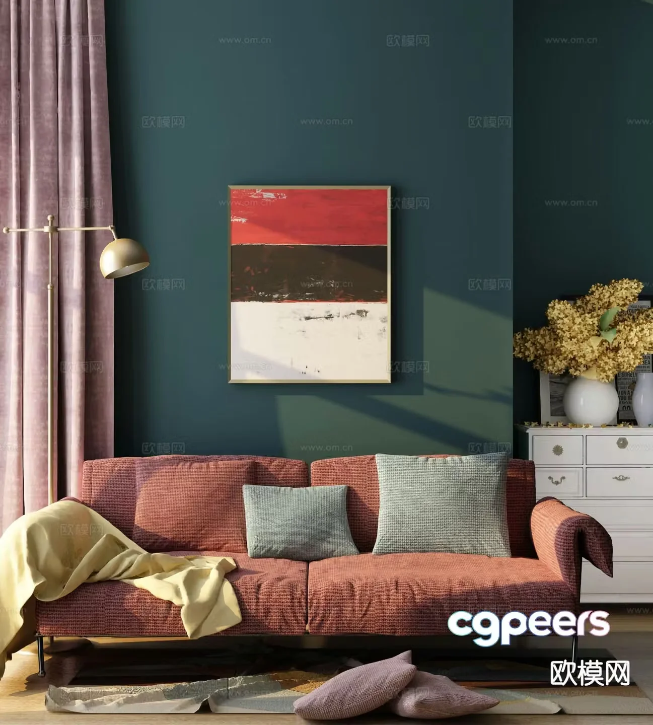 Double sofa upholstered sofa 3d model