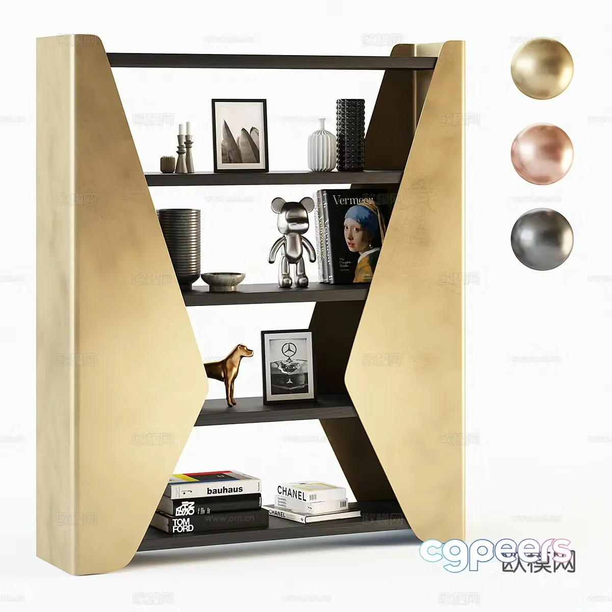 Modern light luxury decorative bookshelf 3D model