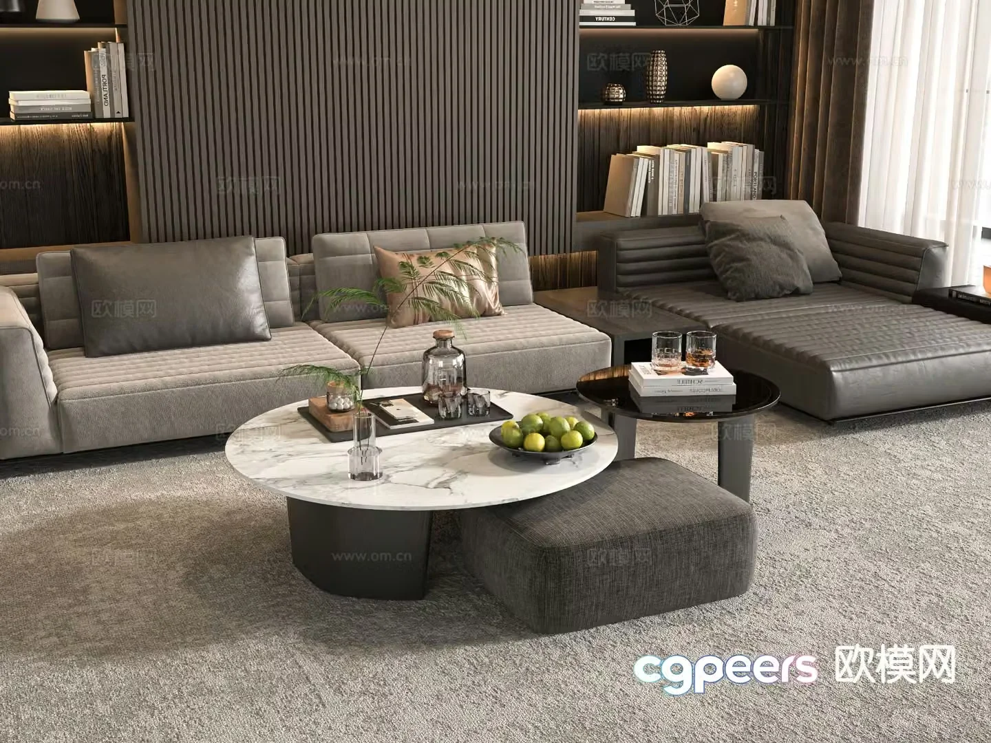 Modern double coffee table 3d model