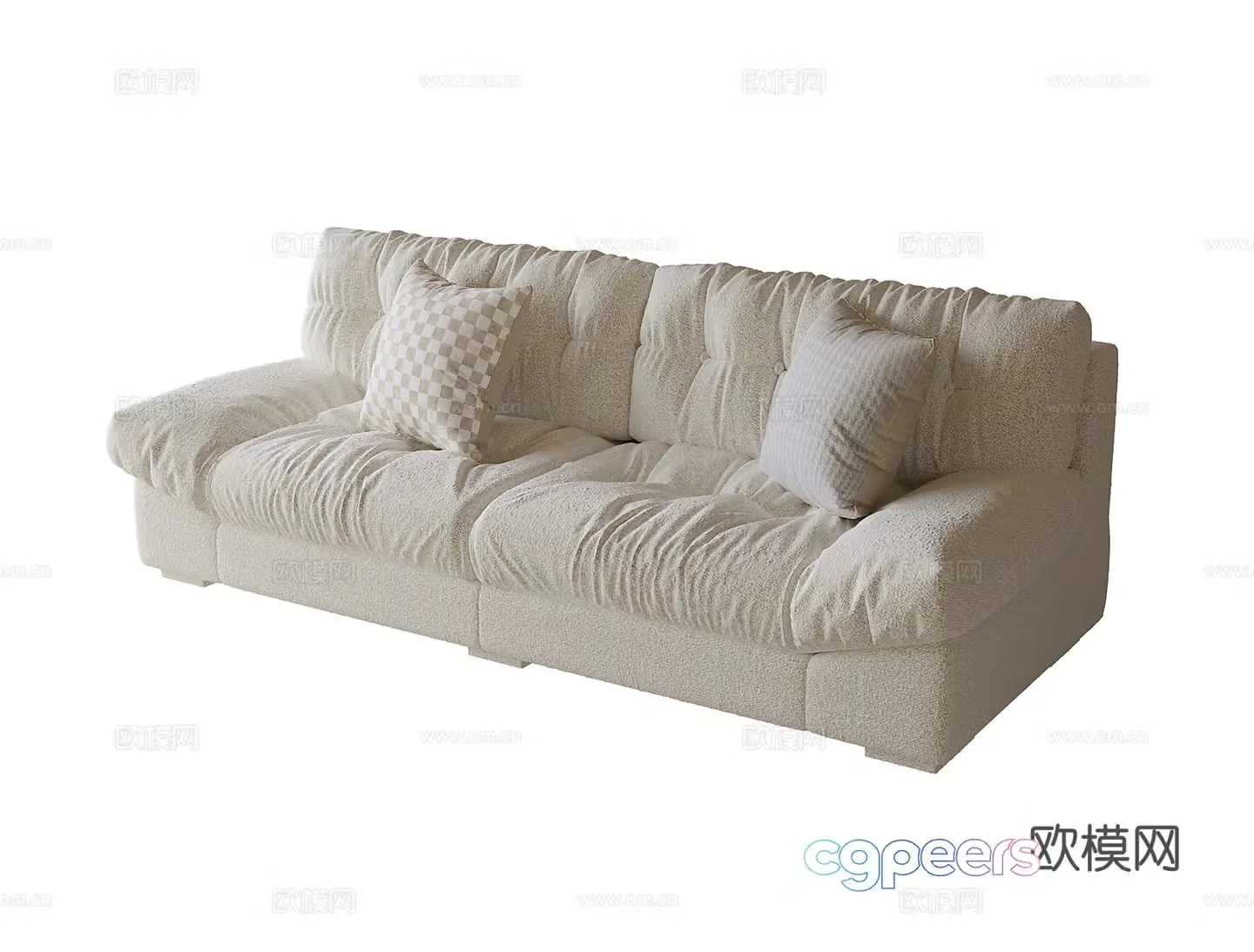 Modern double sofa fabric sofa 3d model