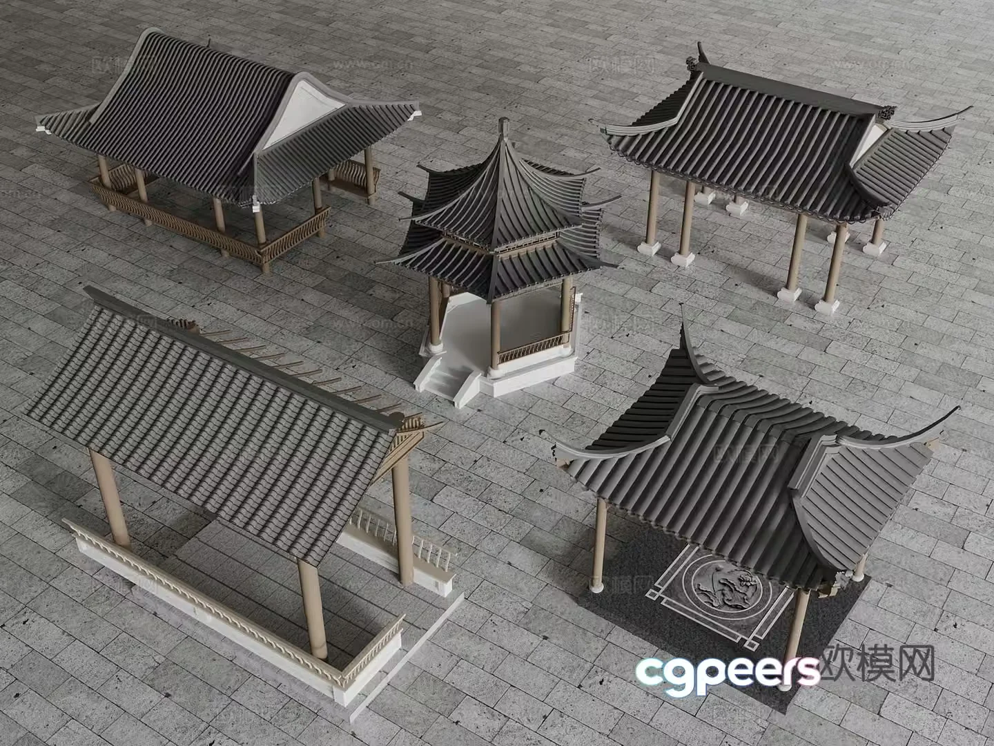 Chinese style Chinese style pavilion ancient building pavilion pavilion ancient building eaves building flying eaves roof 3D model