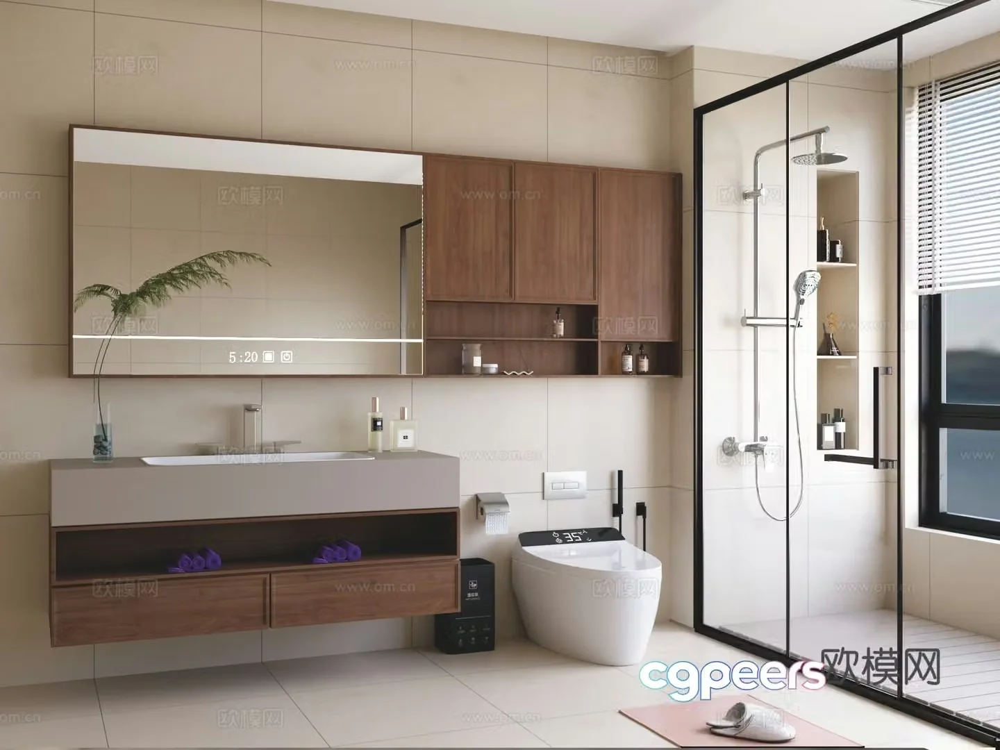 Modern wet and dry bathroom 3D model