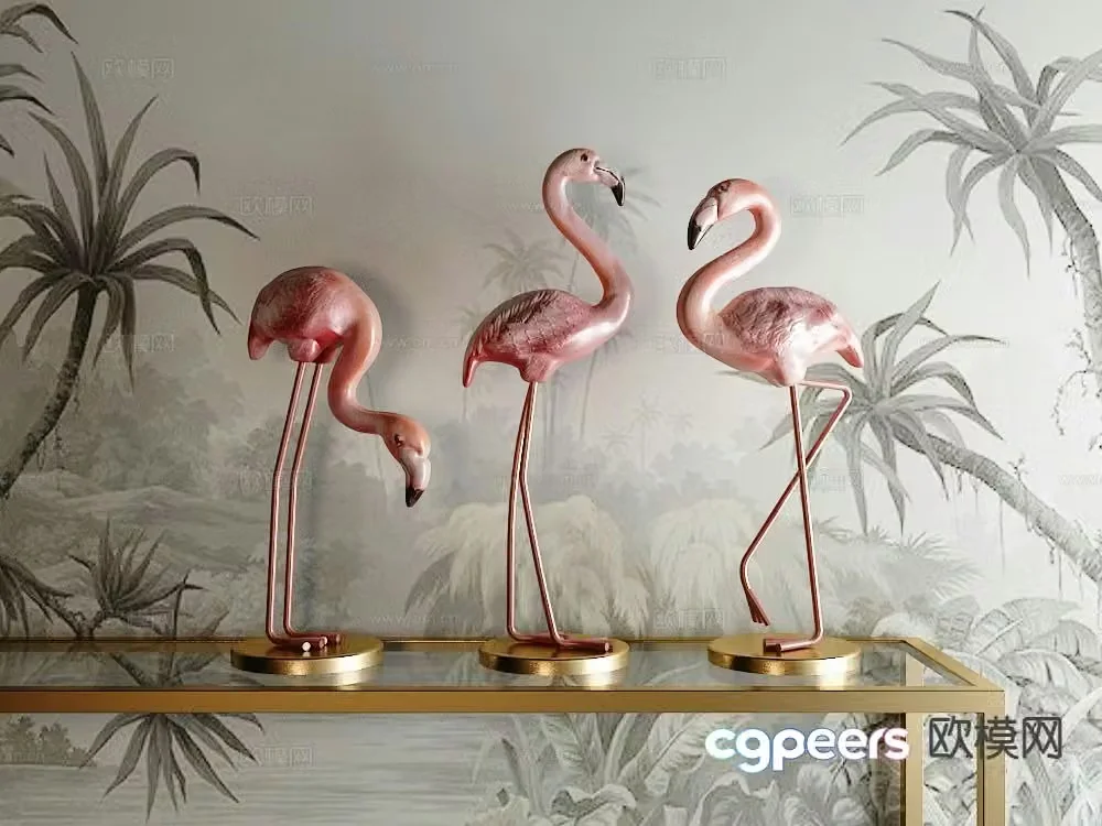 Flamingo Sculpture Animal Sculpture Art Ornament 3D Model
