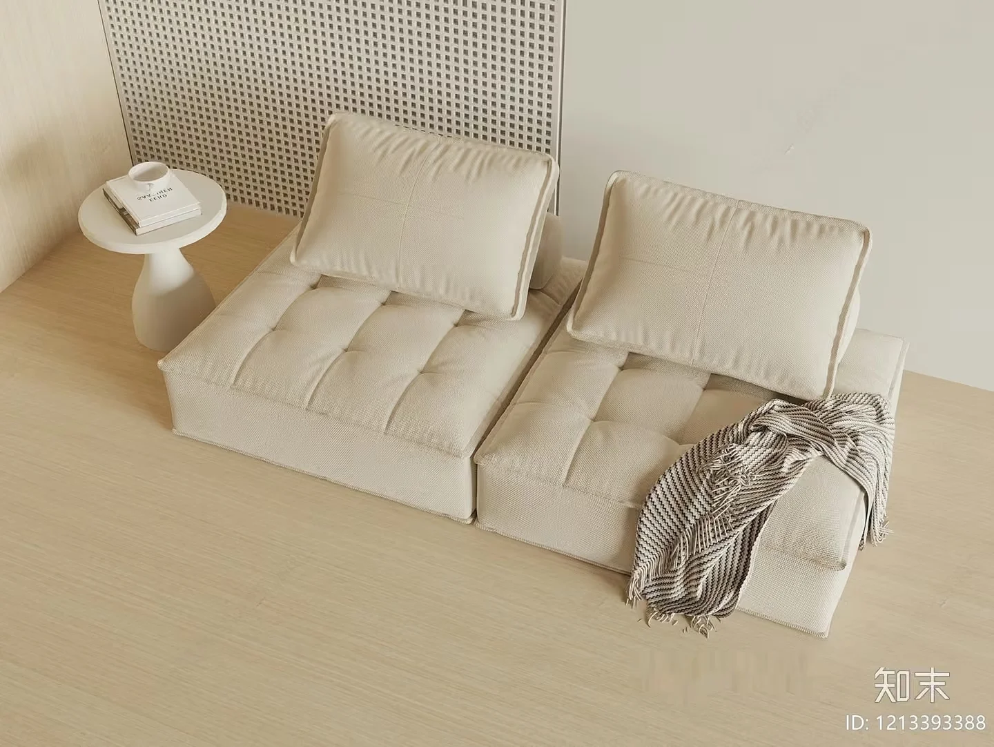 Modern White Sofa 3D Model – 12803 – VRAY Render