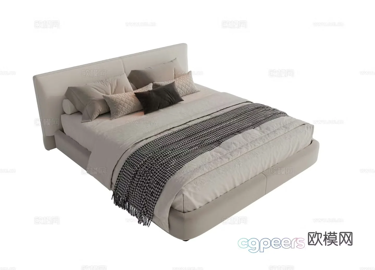 Modern fabric dual bed Main bed bedroom minimalist bed bed Minotti Modern dual bed 3D model