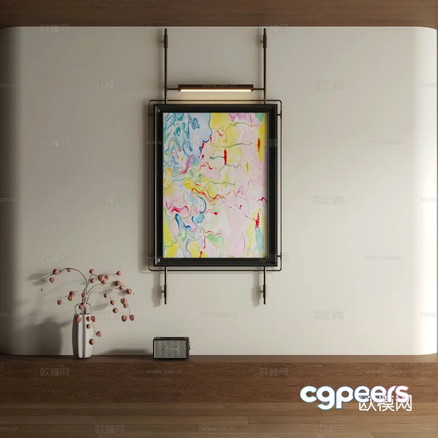 Modern watercolor decorative painting 3d model