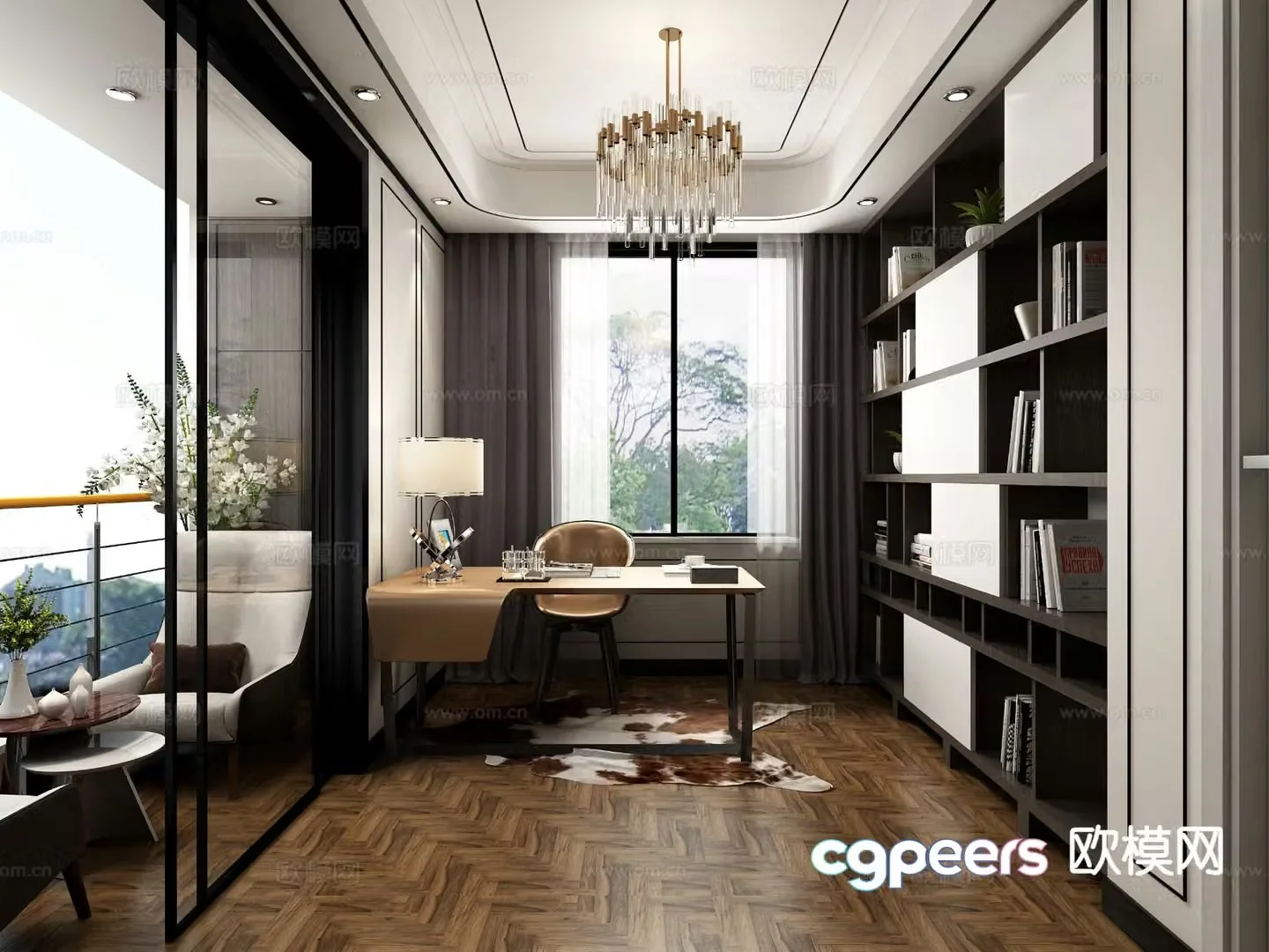 Modern study room 3d model