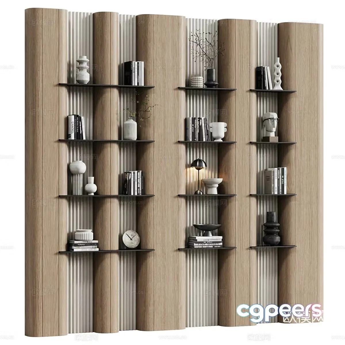Modern Italian Minimalist decorative bookshelf 3D model